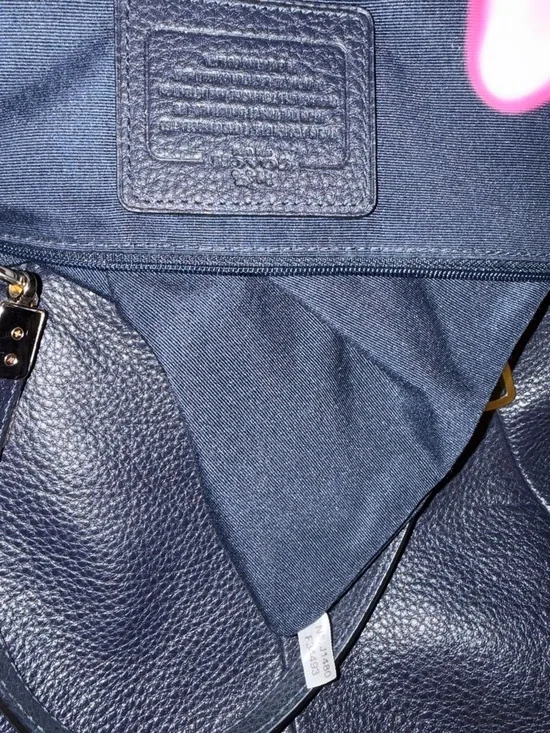 Coach Small Kelsey Satchel F34493 Navy Pebble Leather + Chain Crossbody - Picture 7 of 8